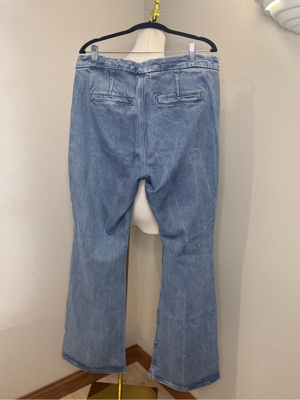 Good American Good Flare Trouser Jeans 14/32 Light Wash Wide Leg - Picture 5 of 13